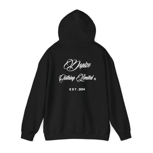 DCL White Script Black Hood