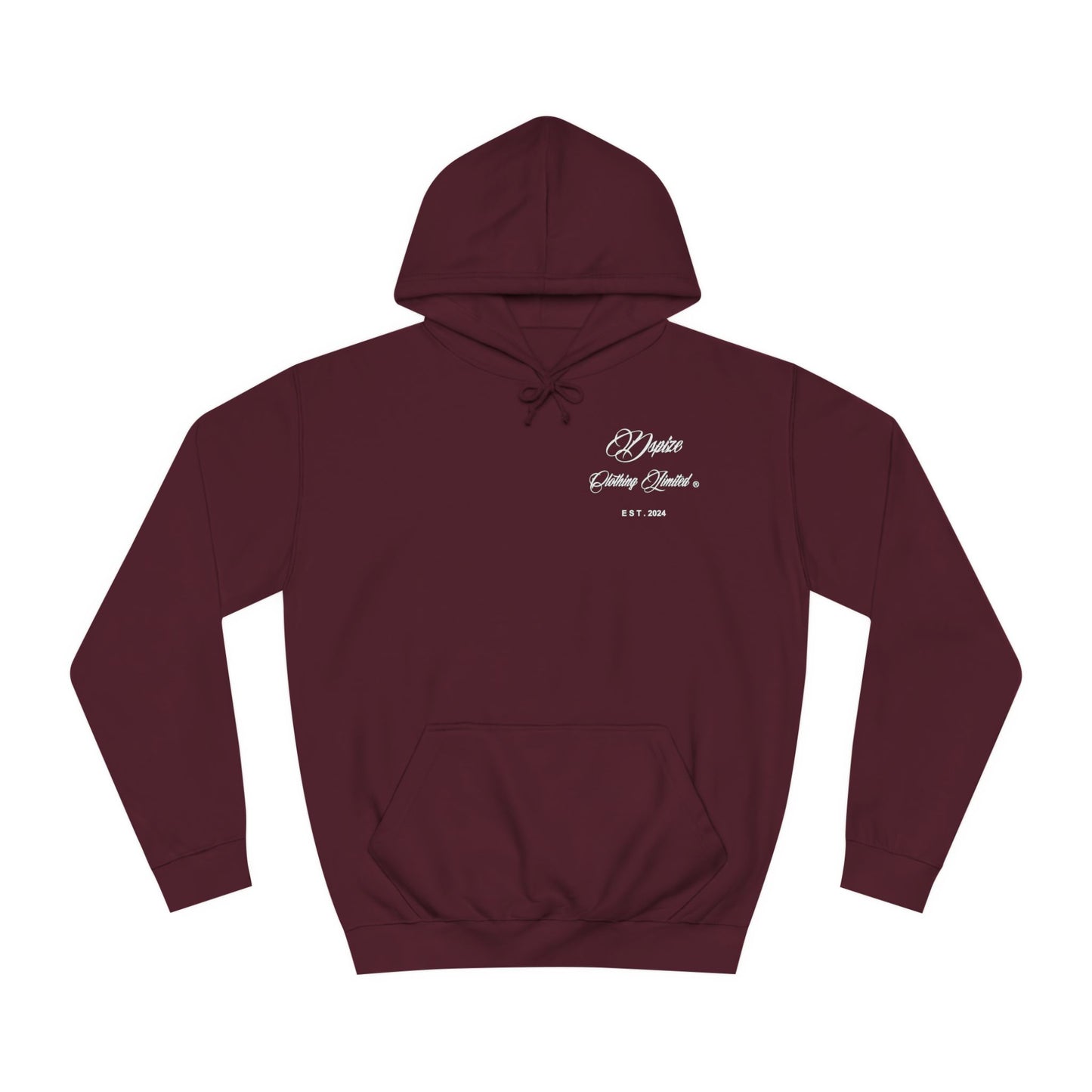 DCL White Script Burgundy Hood