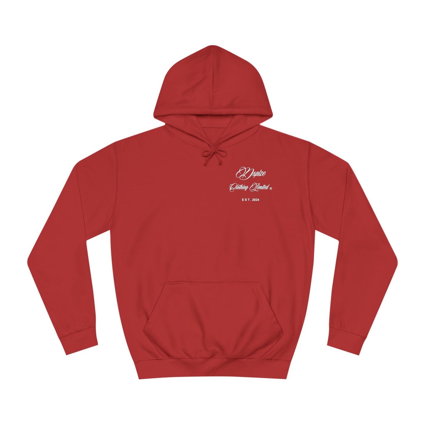 DCL White Script Dark Red Hood