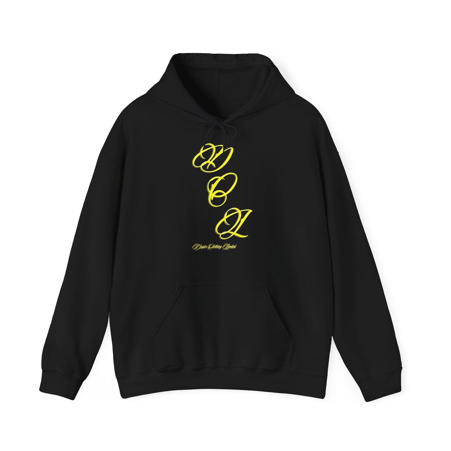 DCL Yellow Script Black Hood