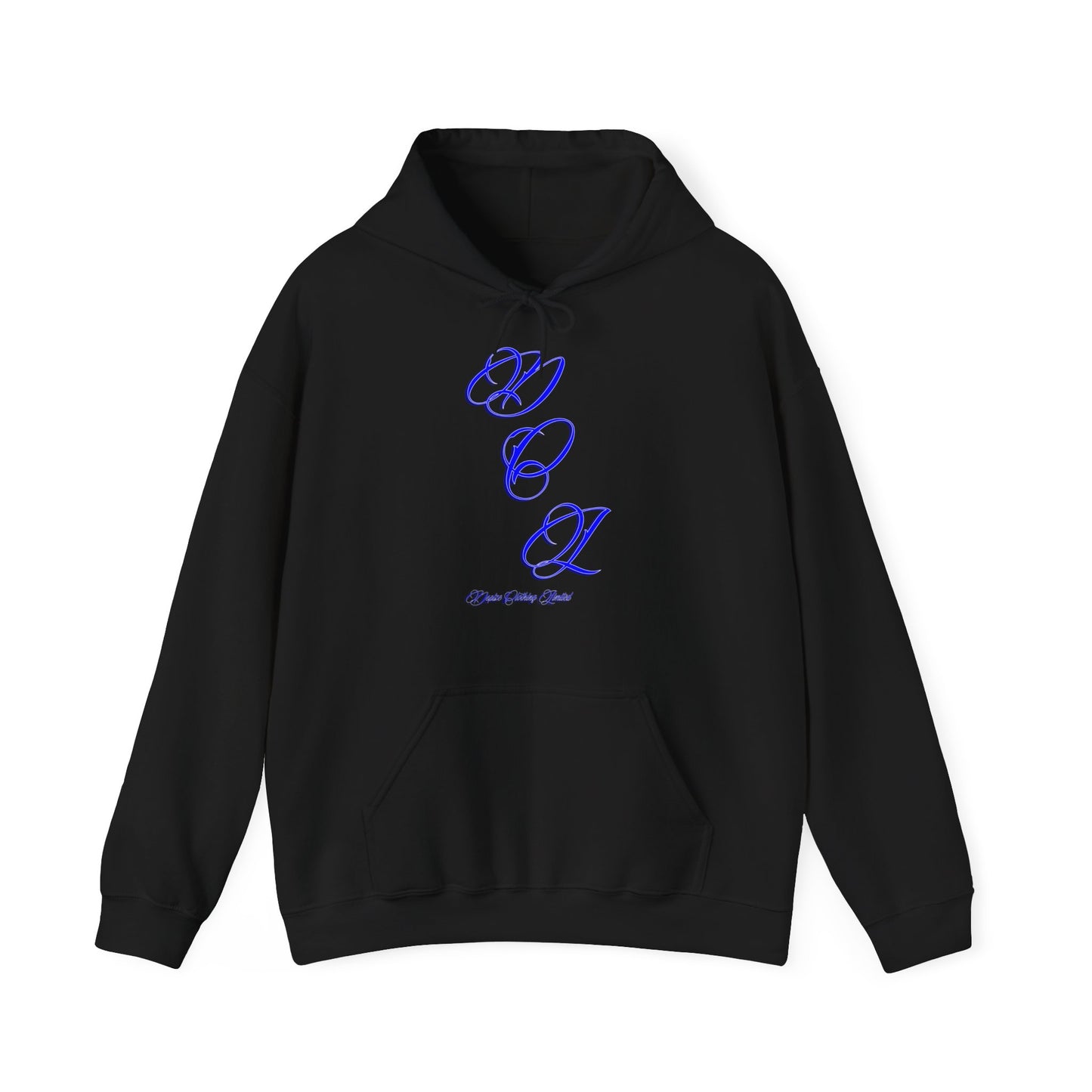 DCL Blue Script Black Hood