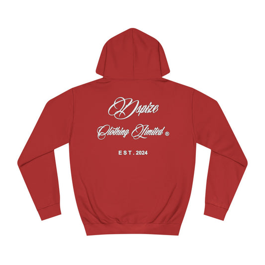 DCL White Script Dark Red Hood