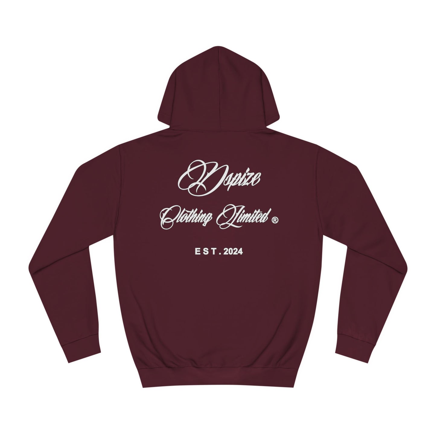 DCL White Script Burgundy Hood