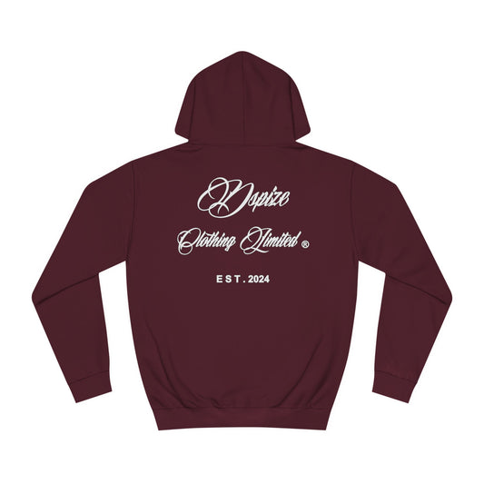 DCL White Script Burgundy Hood