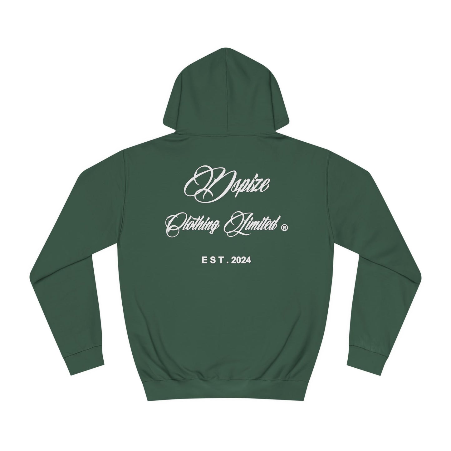 DCL White Script Forrest Green Hood