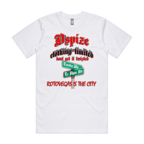 DCL DGIT Rotovegas is the City Street Signs Thugs White Tee